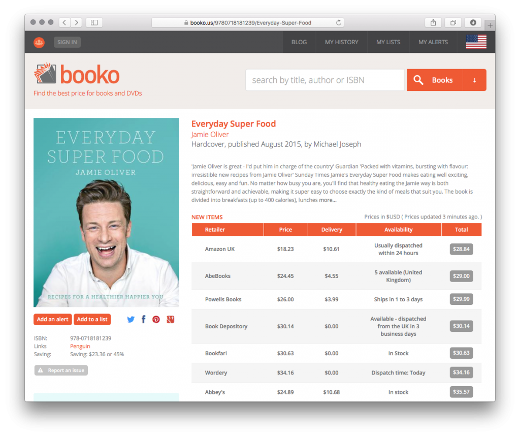 Screenshot of Booko US